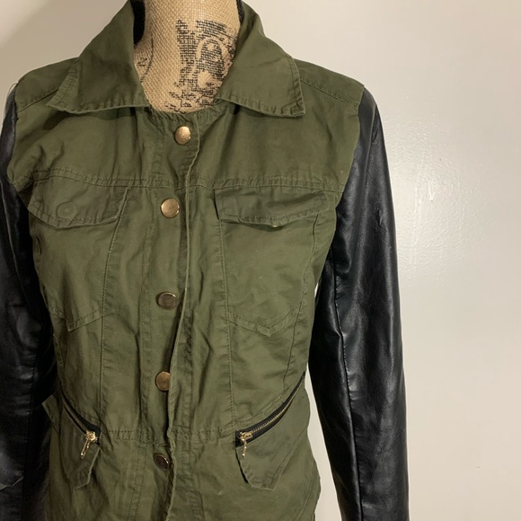 Boy Meets Girl Jackets & Coats Boy Meets Girl Military Army Green Leather Jacket Poshmark